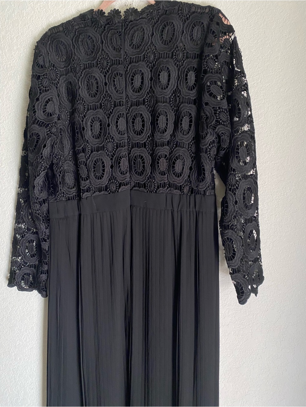ELOQUII Black Lace Long Sleeves Maxi Pleated Chiffon Skirt Formal Dress 14 New - Picture 10 of 14